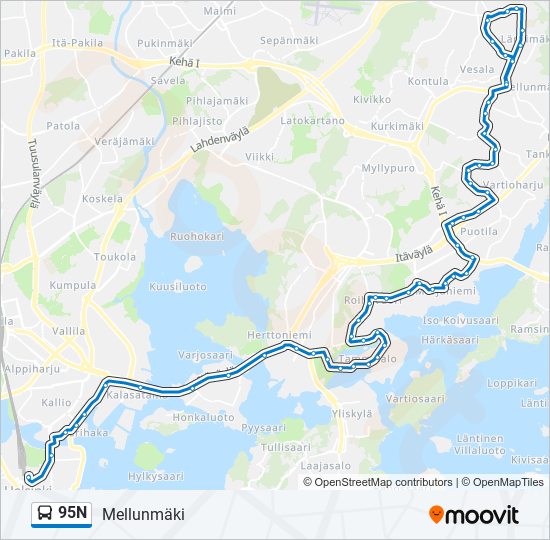 95N bus Line Map