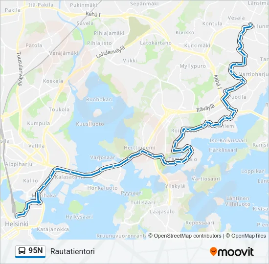 95N Bus Line Map