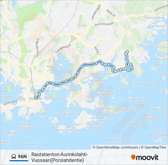96N Bus Line Map