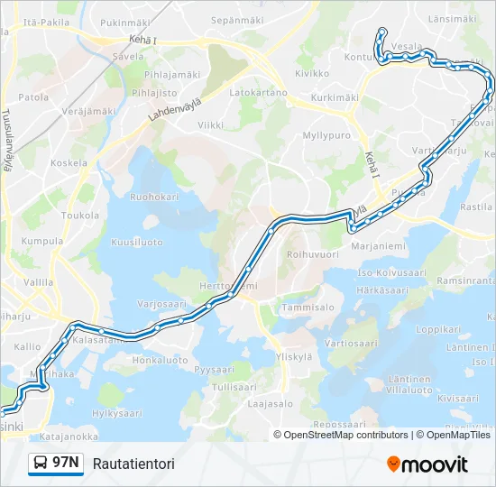 97N Bus Line Map