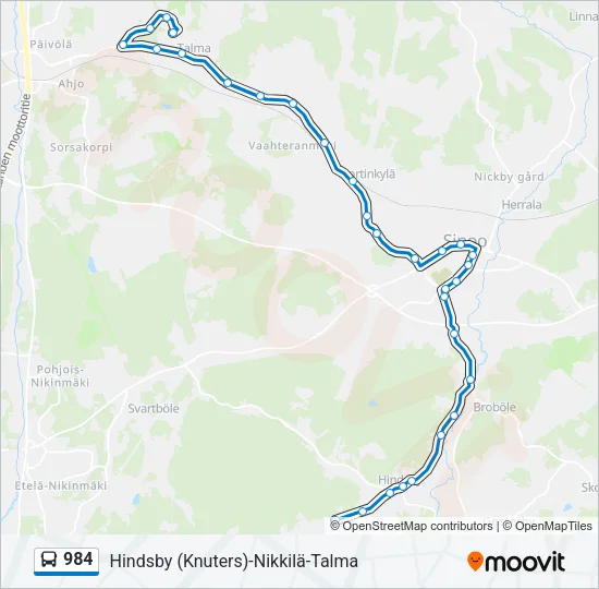 984 Bus Line Map