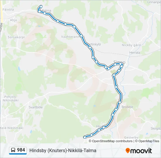 984 Bus Line Map