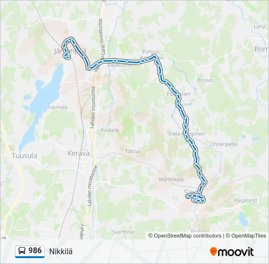 986 Bus Line Map