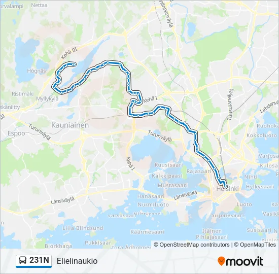 231N Bus Line Map