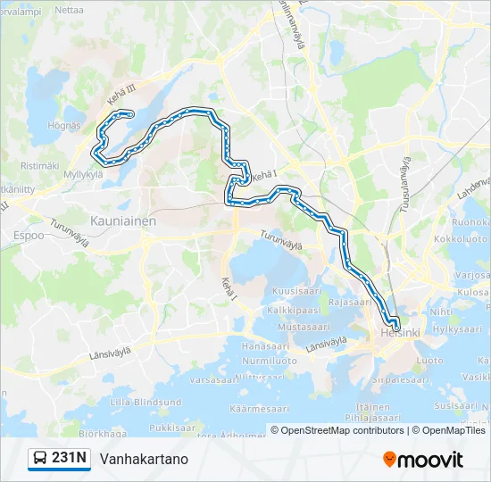 231N Bus Line Map