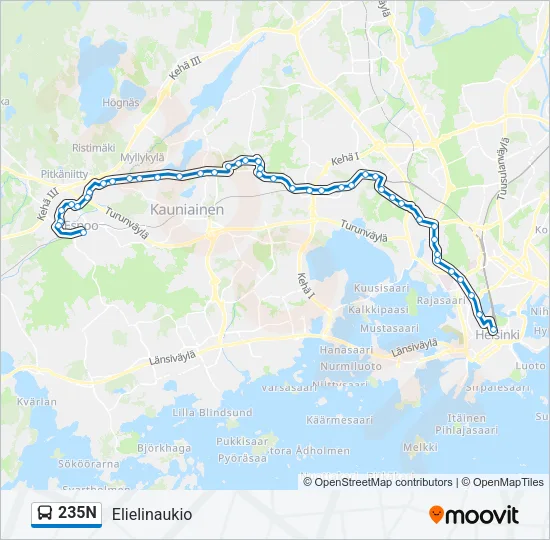 235N Bus Line Map