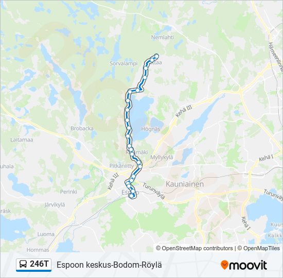 246T bus Line Map