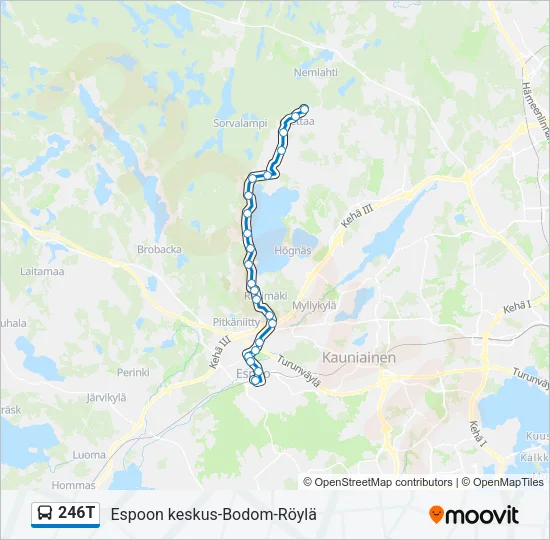 246T Bus Line Map