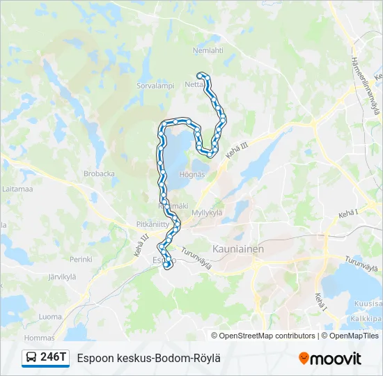 246T Bus Line Map