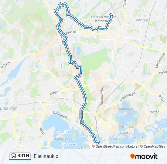 431N bus Line Map