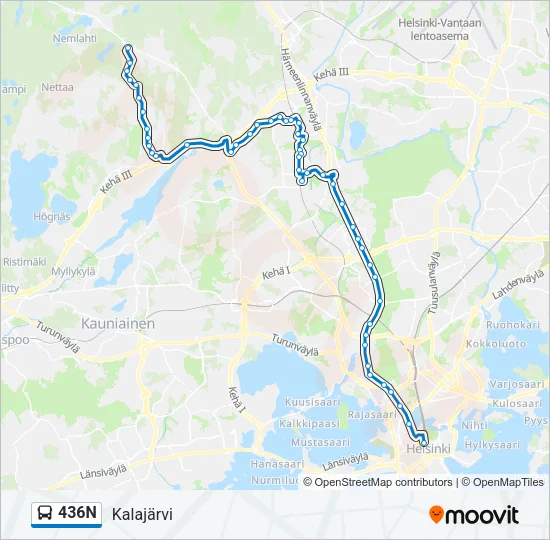 436N Bus Line Map