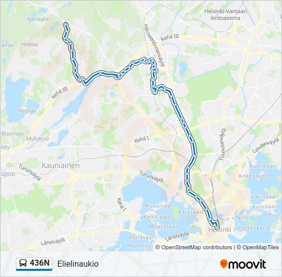 436N Bus Line Map