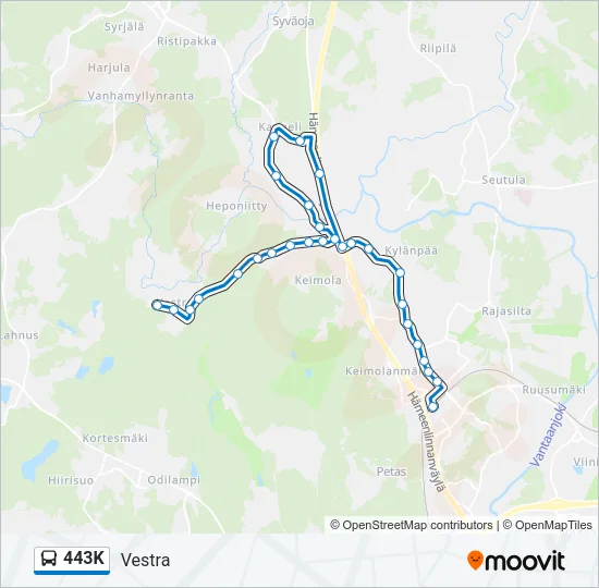 443K Bus Line Map