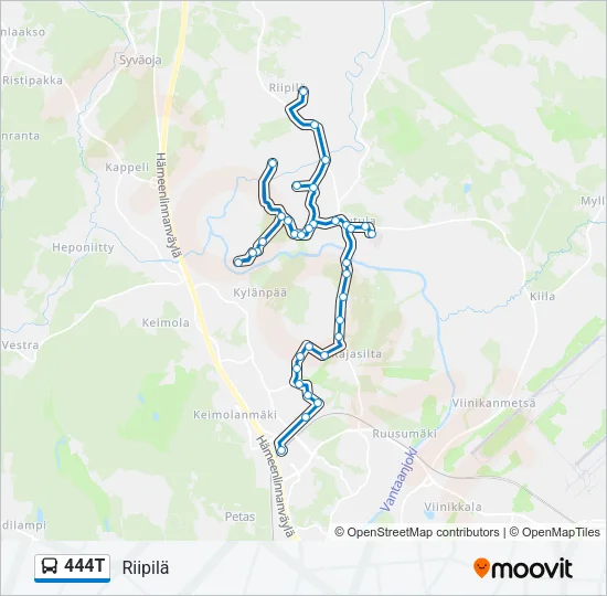444T Bus Line Map