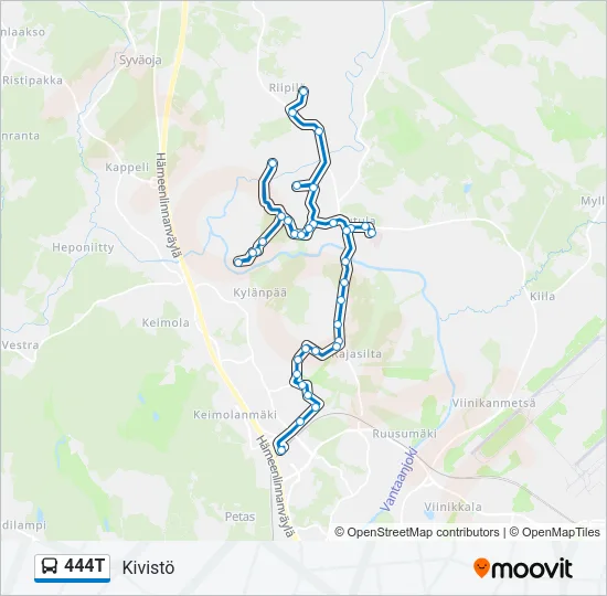 444T Bus Line Map