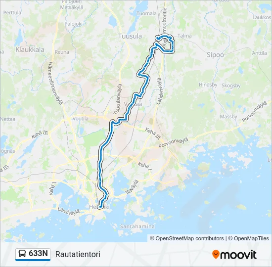 633N Bus Line Map