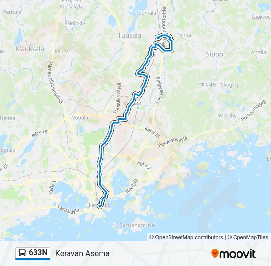 633N Bus Line Map