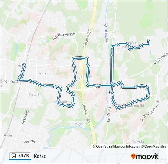 737K Bus Line Map