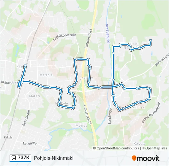 737K Bus Line Map