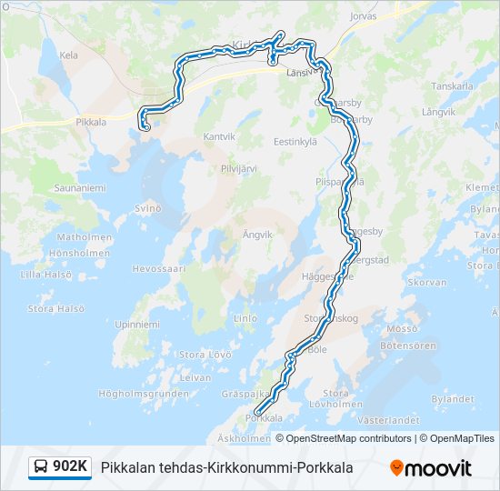 902K bussi -linjakartta