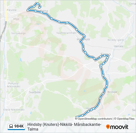 984K Bus Line Map