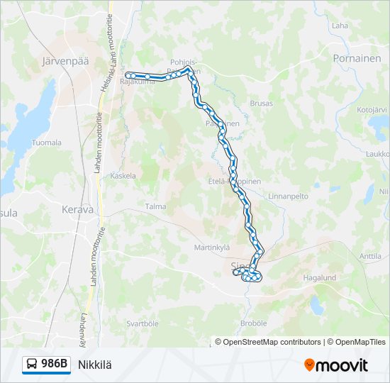 986B bus Line Map