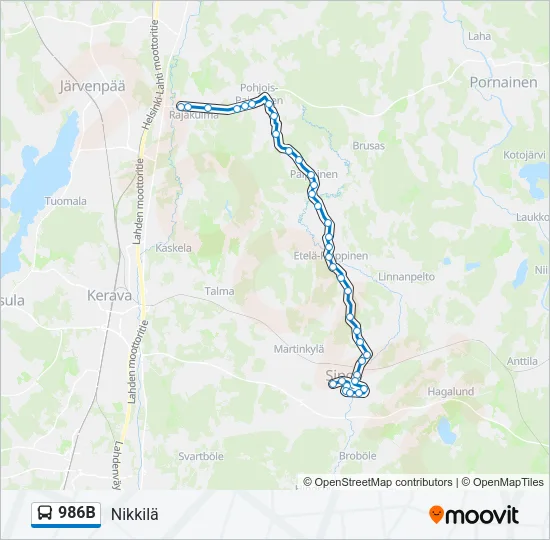 986B Bus Line Map