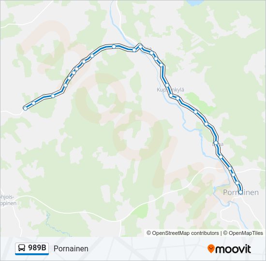 989B bussi -linjakartta