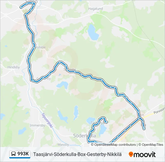 993K Bus Line Map