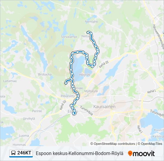 246KT bussi -linjakartta