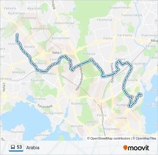 53 Bus Line Map
