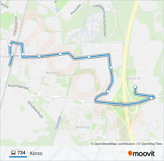734 Bus Line Map