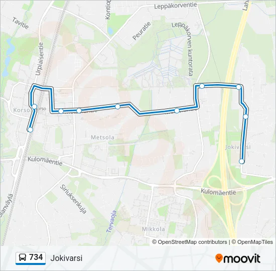 734 Bus Line Map