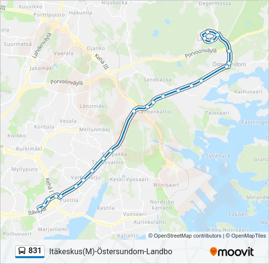 831 Bus Line Map