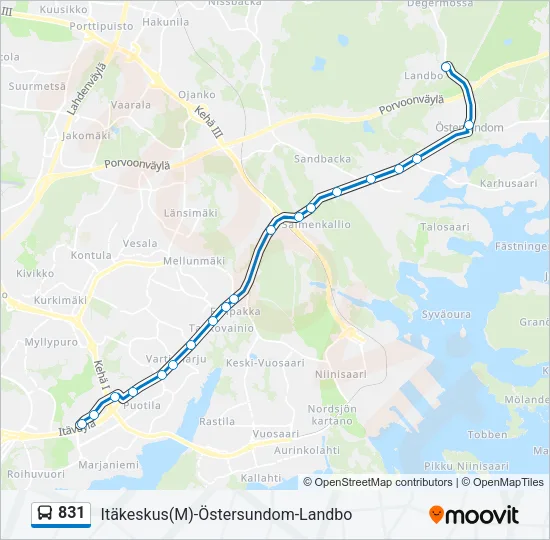 831 Bus Line Map