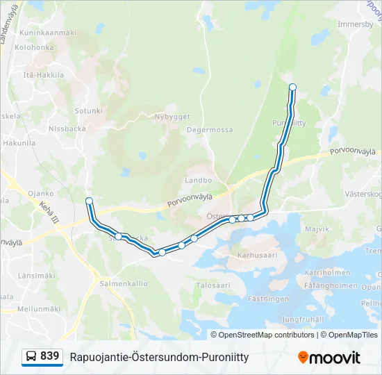 839 Bus Line Map