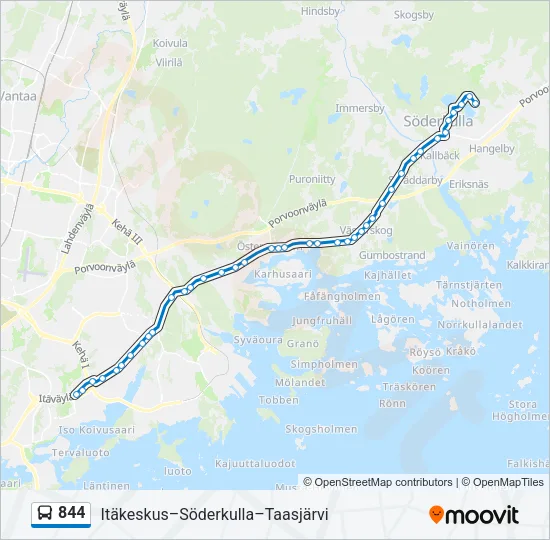 844 Bus Line Map