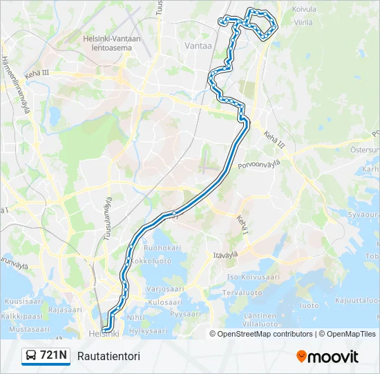 721N Bus Line Map