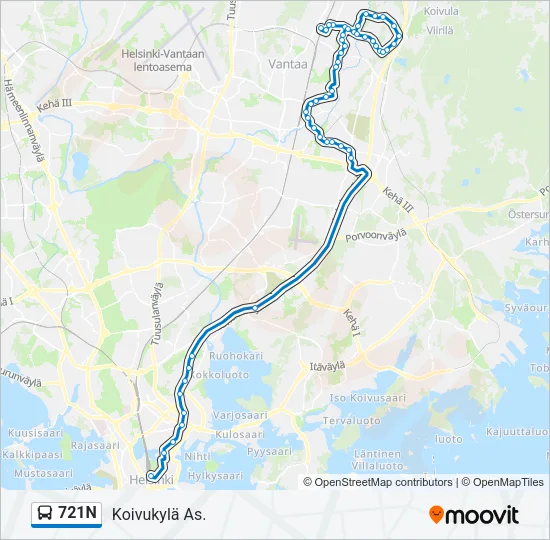721N Bus Line Map