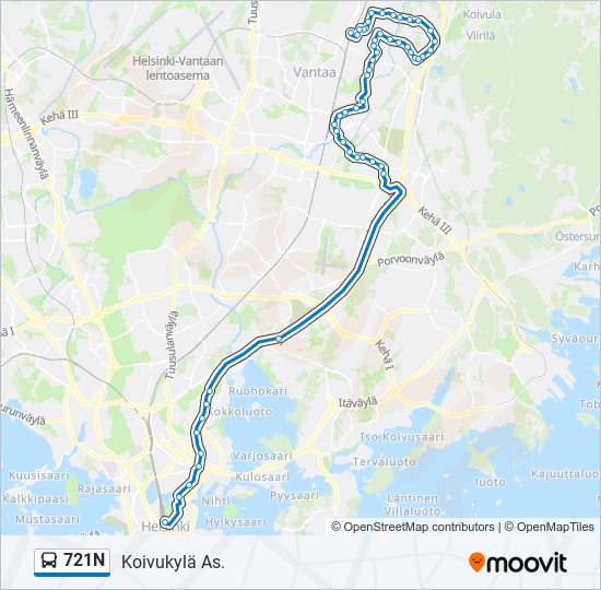 721n Reitti: Aikataulut, pysäkit ja kartat – Koivukylä As. (päivitetty)