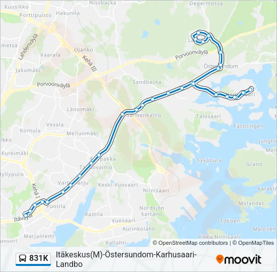 831K Bus Line Map