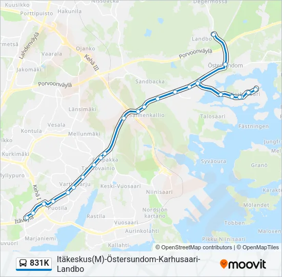 831K Bus Line Map