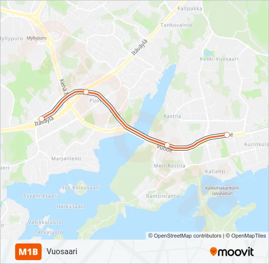 M1B Metro Line Map