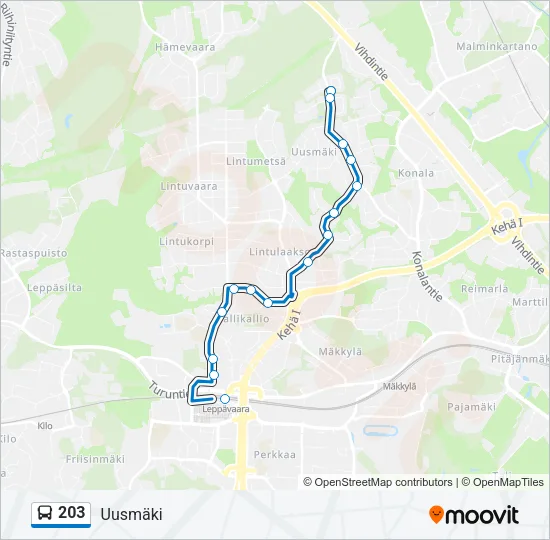 203 Bus Line Map