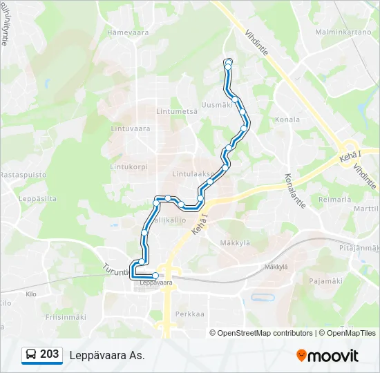 203 Bus Line Map