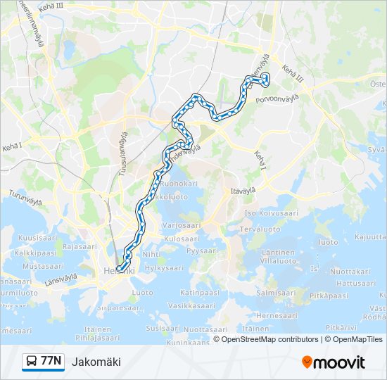 77N bus Line Map