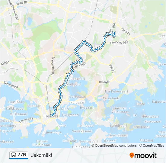 77N Bus Line Map