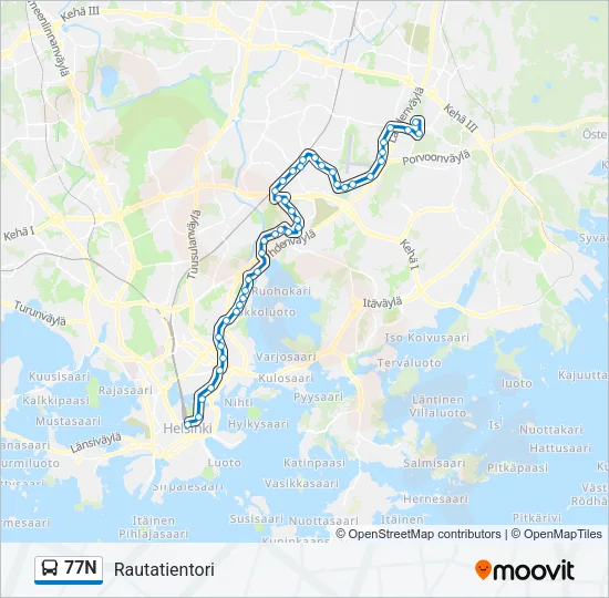 77N Bus Line Map