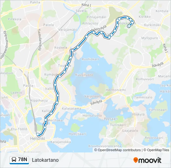 78N Bus Line Map
