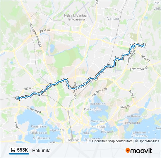 553k Route: Schedules, Stops & Maps - Hakunila (Updated)